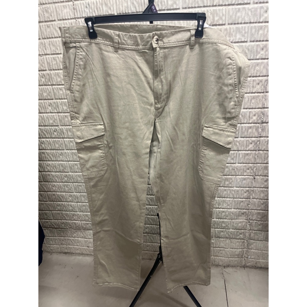 George Mens Cargo Pants 46x32 Stone Wash‎ Khaki Tan Utility Workwear New NWT